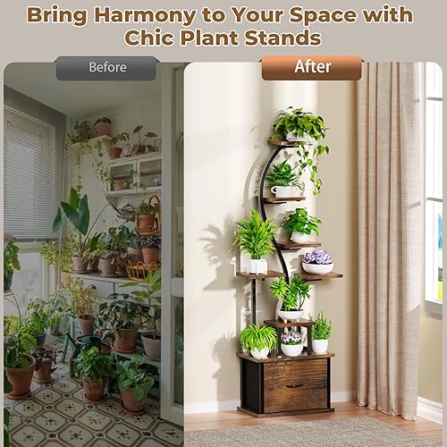 Miniatura 3 de Soporte para plantas de interior con luces de crecimiento - Estantería iluminada de 8 niveles para plantas de interior con cajón, soporte grande de