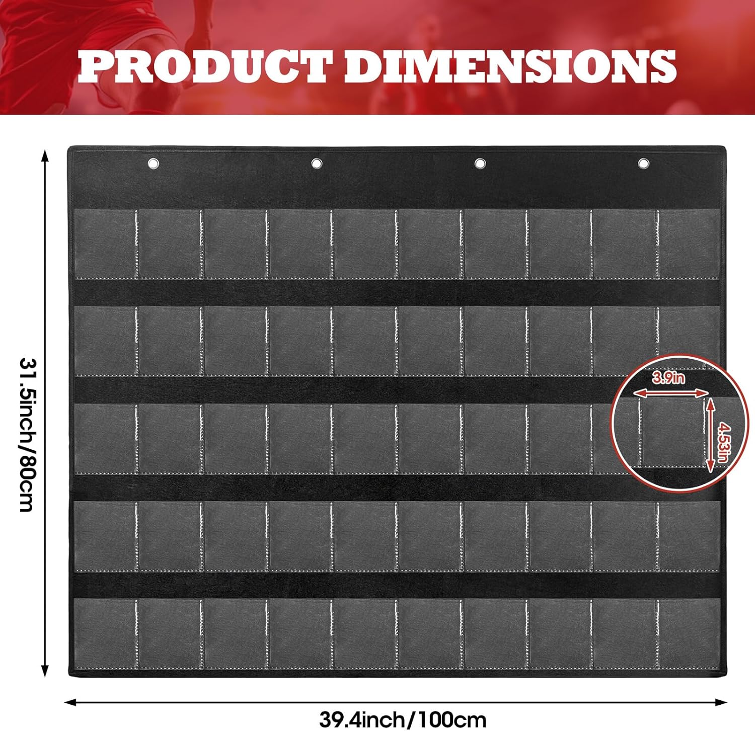 50 Pocket Trading Card Display Hanging Bag Card Holder for PSA Graded, Sports Cards, Mag Holders, Large Capaticy for Basketball Baseball Magnetic Graded Sleeves Cards Cases