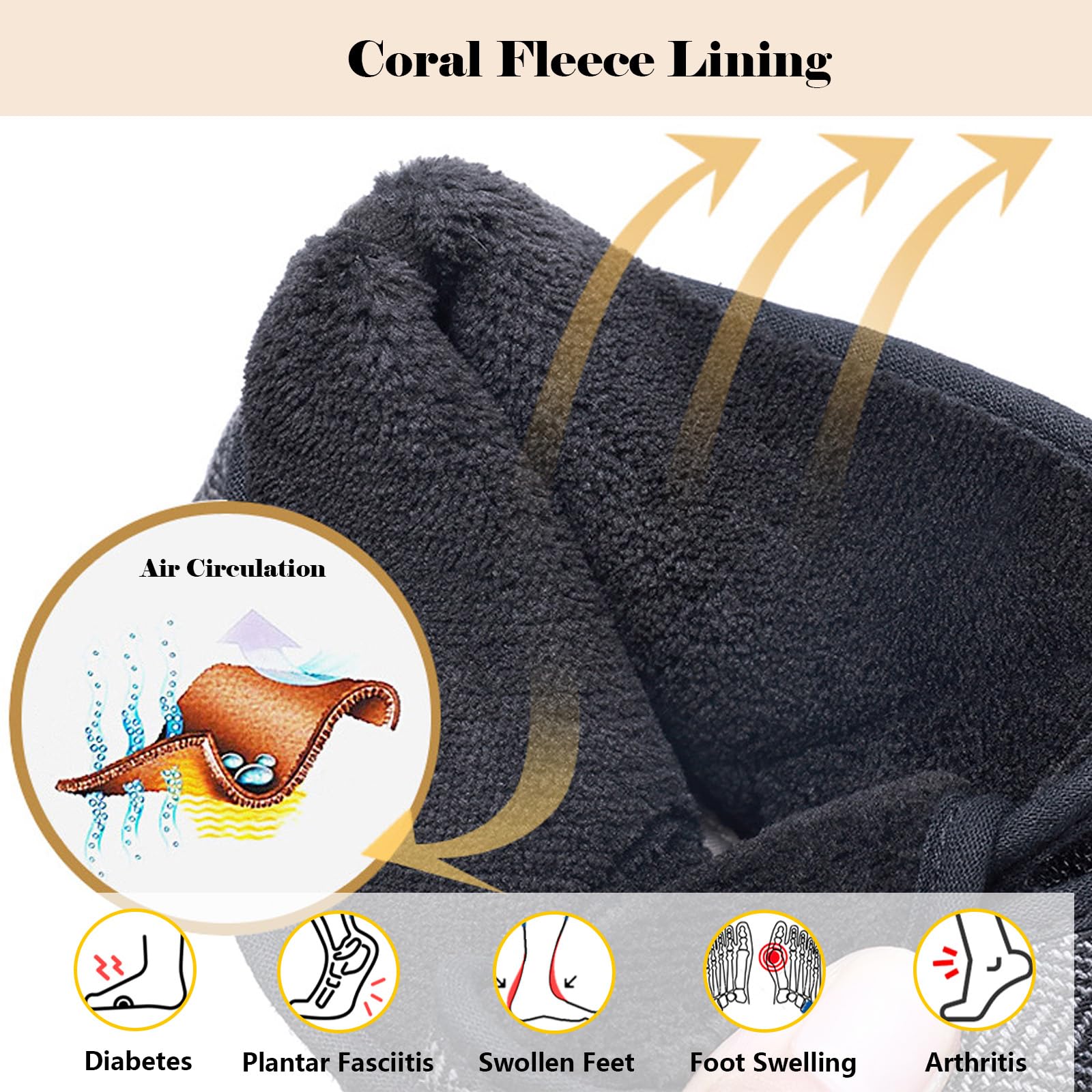 bumuam Zapatos para diabéticos para pies hinchados,Ajustable Zapatos Turgente Pies Diabéticos, Anciano Cómodo Botas, Diabético Obesidad Zapatillas EU 39(25cm/9.8in)