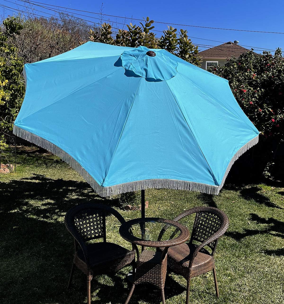 BELLRINO DECOR Replacement Tassel Edge PEACOCK Umbrella Canopy for 9ft 8 Ribs (Canopy Only) C003-8P-PEACOCK