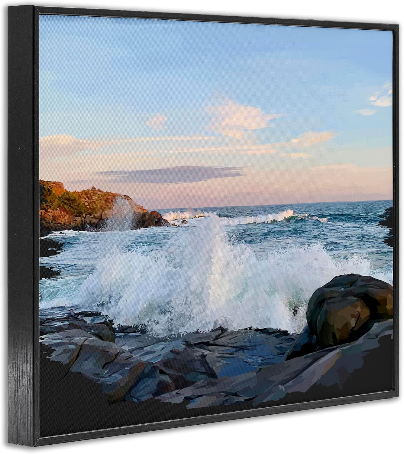 Stupell Industries Strong Breaking Waves Framed Giclee Art Design by Emily Kalina