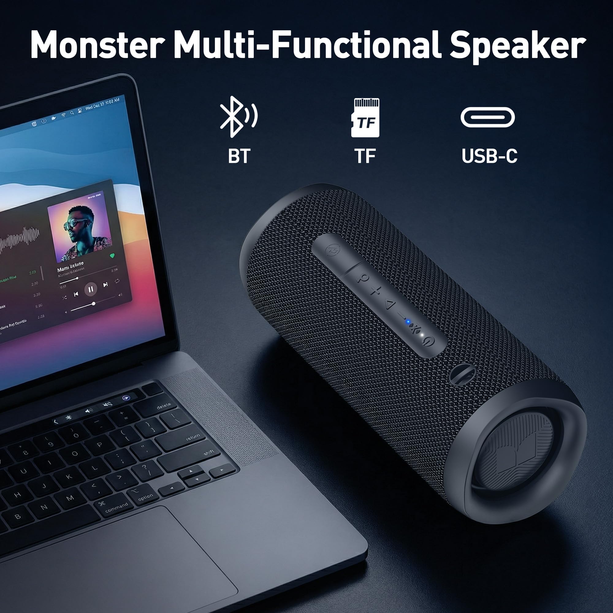 Monster Bluetooth Speaker, Wireless Portable Outdoor Bluetooth Speakers, 60W True Wireless Stereo IPX8 Waterproof, Dual PairingBluetooth 5.4 Built-in Mic, Outdoor Speaker — view 4