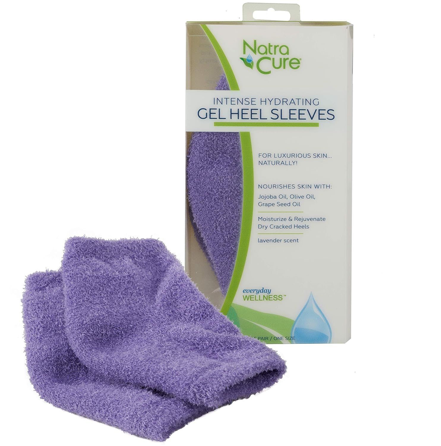 NatraCure Moisturizing Gel Heel Sleeves - (for Cracked Heels, Dry Heels, Rough calluses, Dry Skin) - Color: Lavender