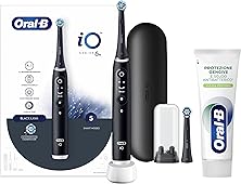 Oral-B Spazzolino Elettrico Ricaricabile iO6 Nero, 1 Spazzolino + 1 Dentifricio Protezione Gengive e Scudo Antibatterico Pulizia Profonda 75ml