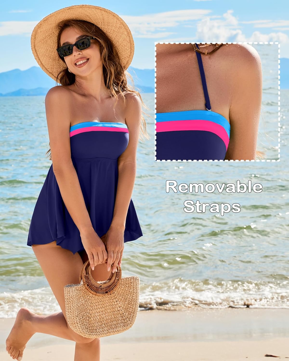 Jolefille Strapless Tankini Swimsuits for Women 2 Piece Tummy Control High Waisted Bathing Suits Flowy Modest Swim Suit 2026 - Image 5