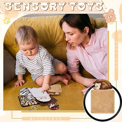 Miniatura 5 de Shappy 8 piezas de mini alfombrillas sensoriales de animales de 9 x 6 pulgadas, azulejos sensoriales surtidos texturizados, juguetes sensoriales