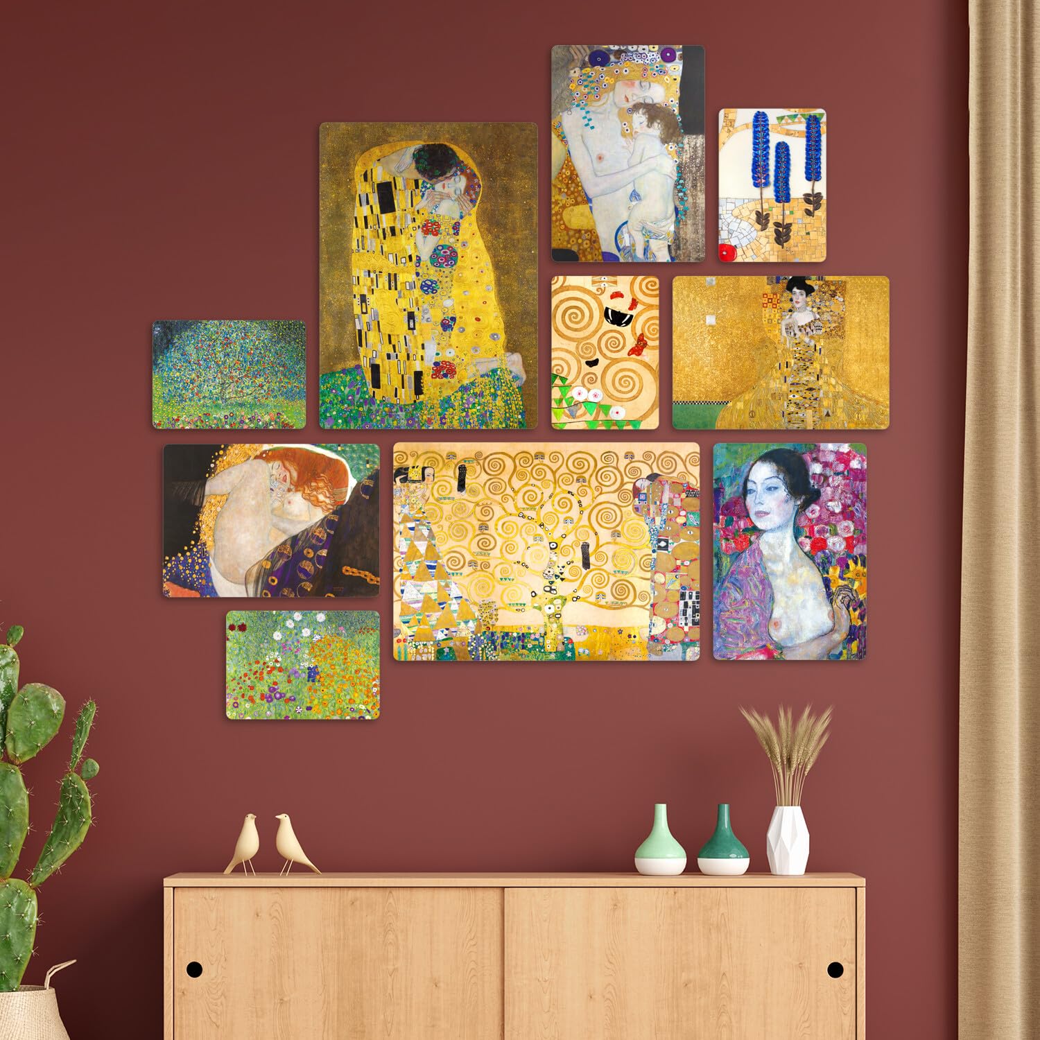 Giallobus Satz von 10 mehrteiligen Gemälden Gustav Klimt MDF-Holz 42x29,7cm 29,7x21cm 21x14,85cm