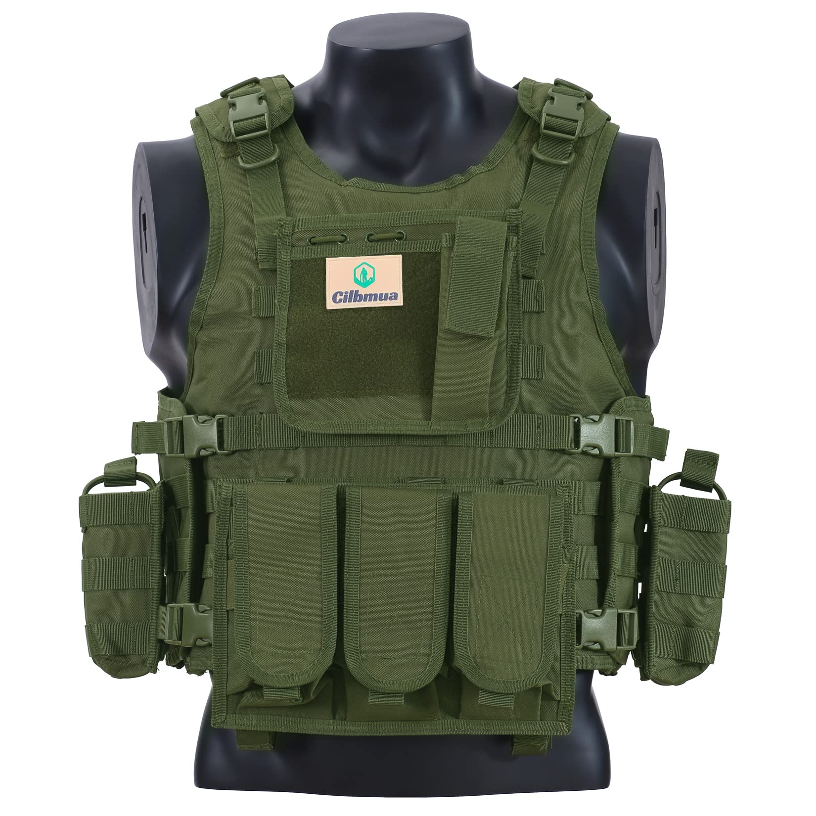 Cilbmua Outdoor Tactical Vest - Paintball Airsoft Vest for Men Adjustable Fit Adult