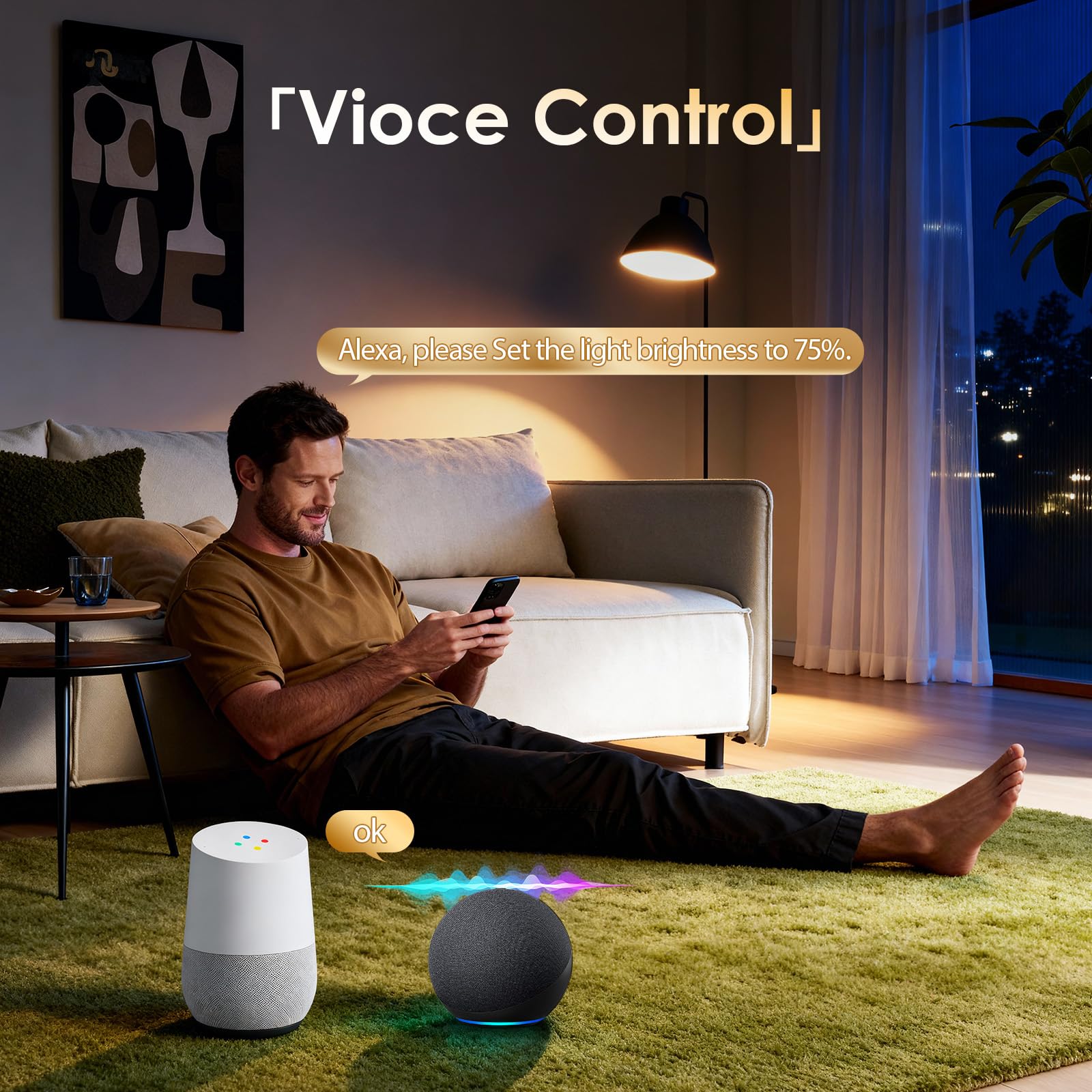 BSEED Triple WiFi Interrupteur Variateur 1 Gang 1 Voie Compatible avec Alexa et Google Home avec Cadre PC,Smart Interrupteur Dimmable pour Lampes LED 240 V(Nécessite Fil Neutre),Blanc