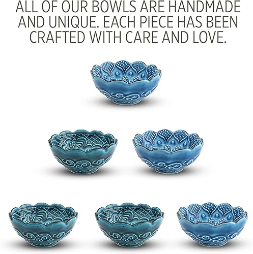 Miniatura 2 de Bascuda Juego de 6 cuencos pequeños de cerámica con caja de regalo, tazones para aperitivos, tapas, postre, nueces, oliva, salsa de soja, colorido,