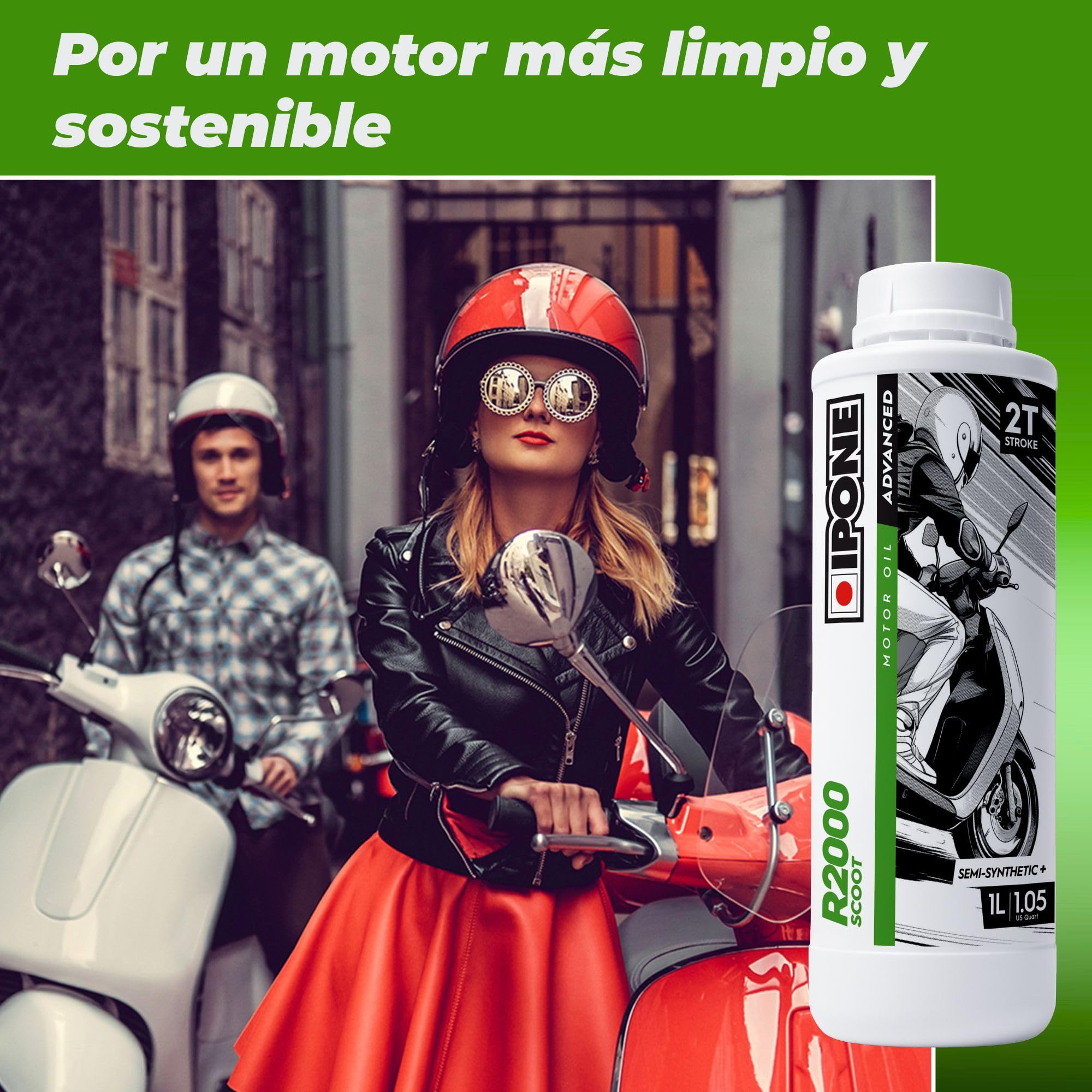Ipone - Scoot City Aceite Scooter 2 Tiempo -Semi-sintético - Formulación Anti-Humo - 2L