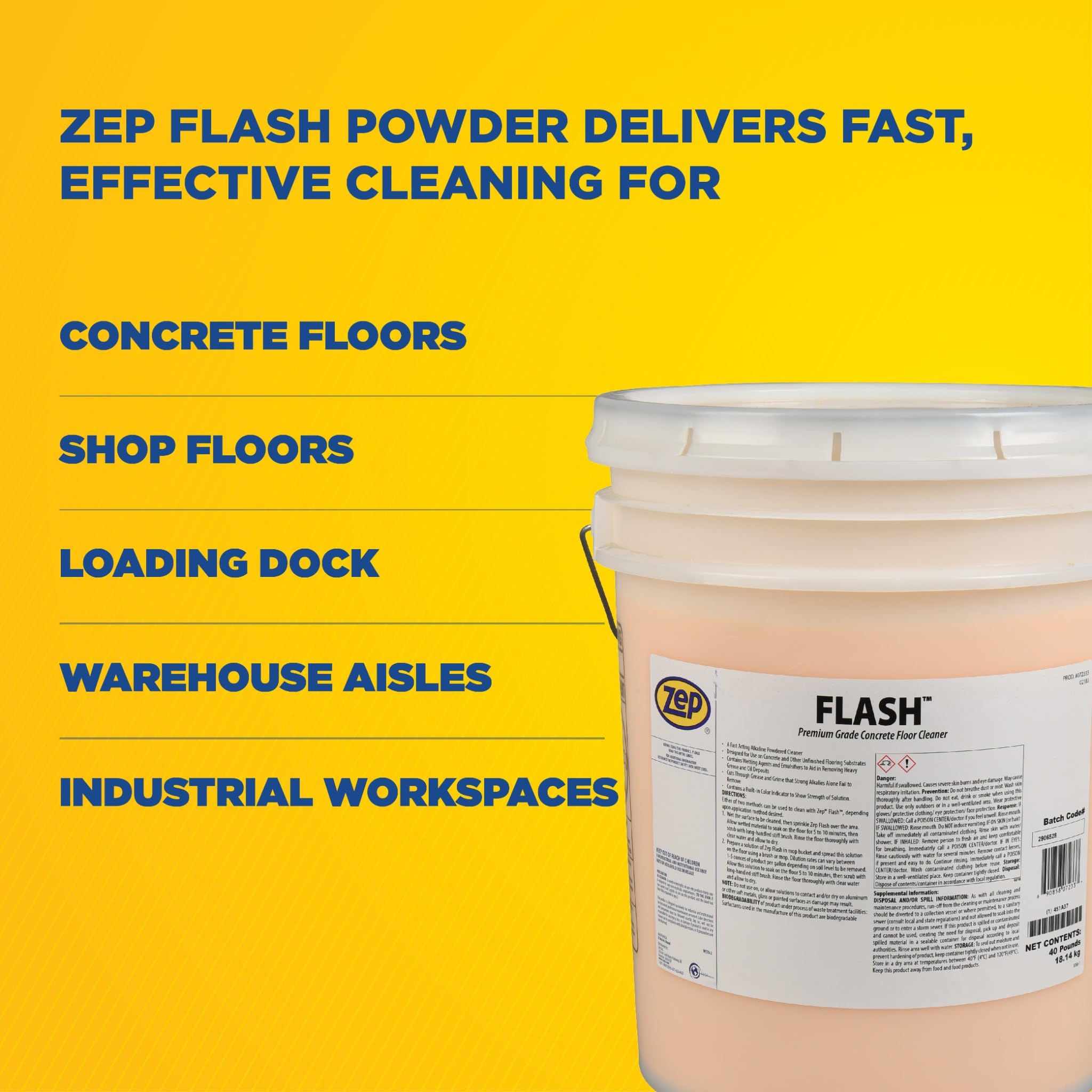 Amazon.com: Zep Flash Powdered Concrete Floor Cleaner - 40lb (Case