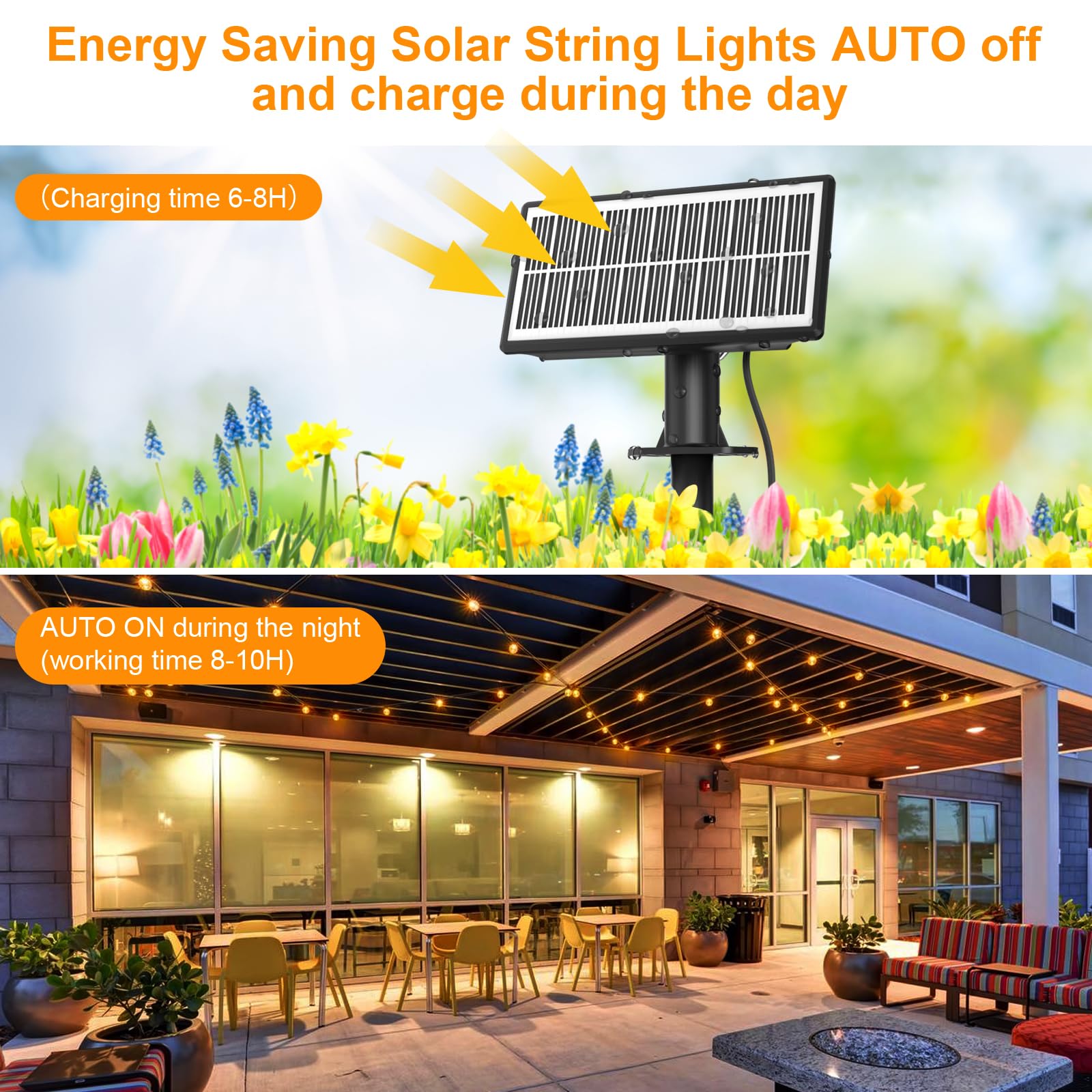SUWIN Catena Luminosa Esterno Solare, 9M Luci Stringa da Esterno con 15+1 Lampadine LED G40 Bianco Caldo 4 Modalità, Impermeabile IP65 Luci Natale Solare Esterno per Patio, Jardin, Balcon, Fête