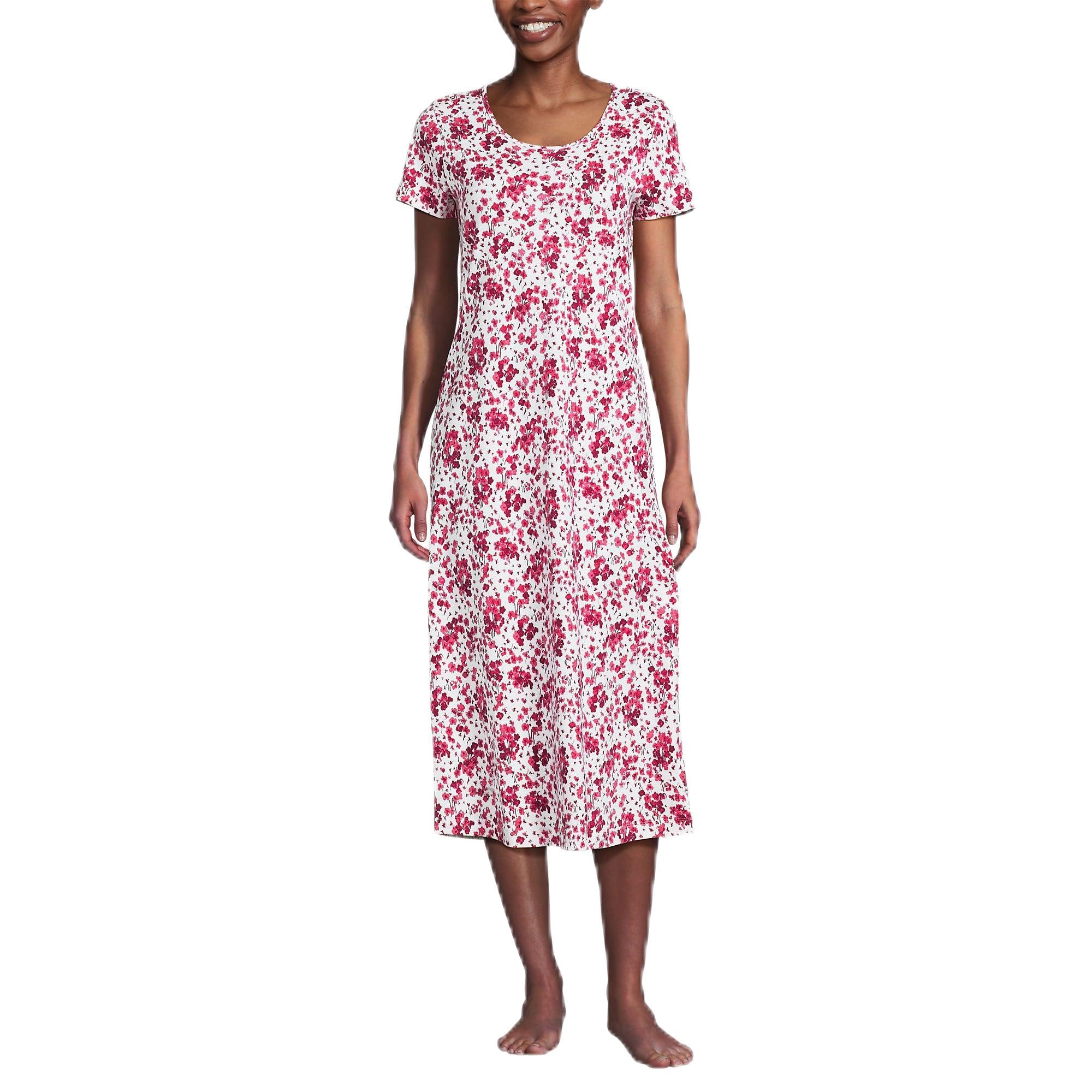Lands' End Women's Cotton Short Sleeve Midcalf Nightgown