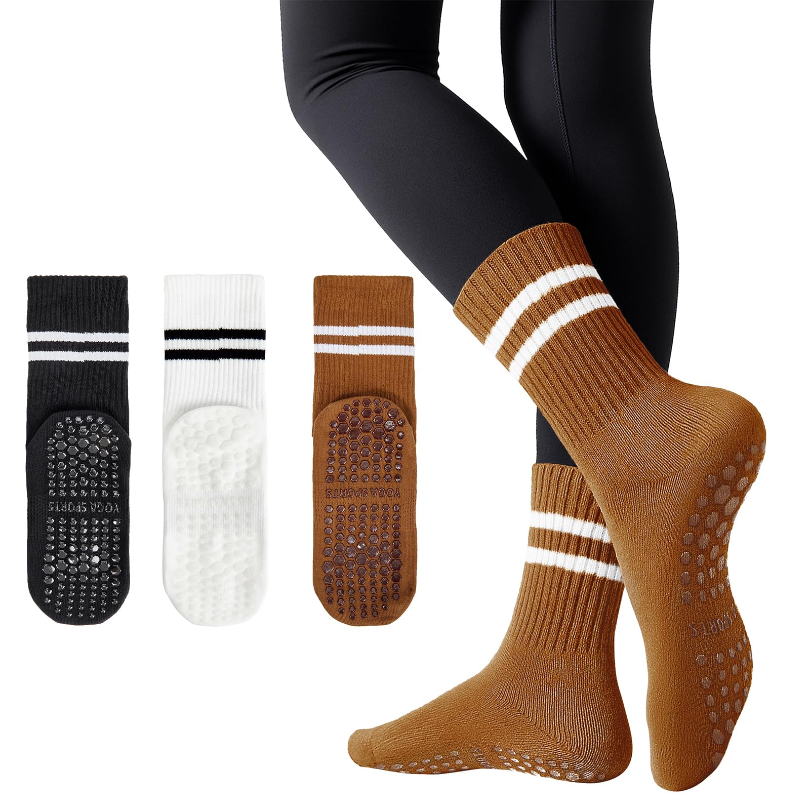 American Trends Pilates Socks with Grips for Women Yoga &amp; Barre - Non Slip