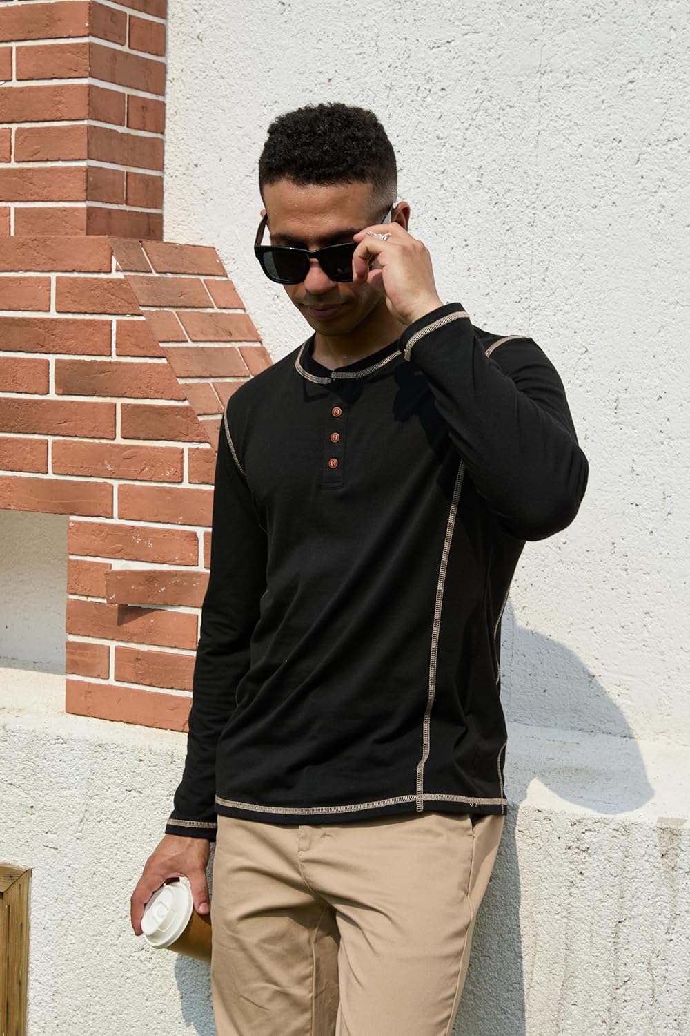 Men's Henley Shirts Long Sleeve Casual Button T-Shirt Lightweight Cotton Pullover Shirts - Image 2