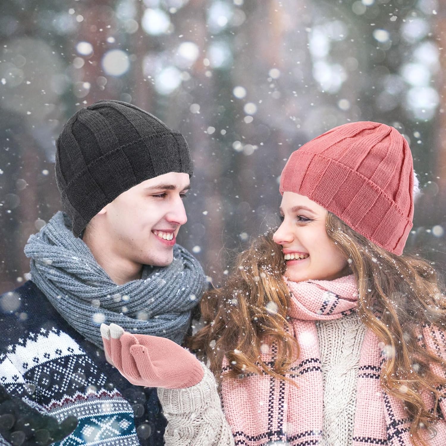 Liitrsh 18 Pcs Winter Warm Beanie Hats and Touch Screen Gloves Bulk Slouchy Beanie Hat Fleece Lined Skull Caps for Men Women - Image 5