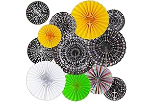 12 Pieces Chalkboard Hanging Paper Fans and Confetti for Classroom