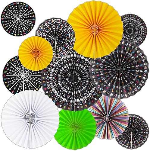 12 pizarras decorativas para profesores, pizarras de tiza para colgar abanicos de papel para aula de confeti de temática colorida, tablón