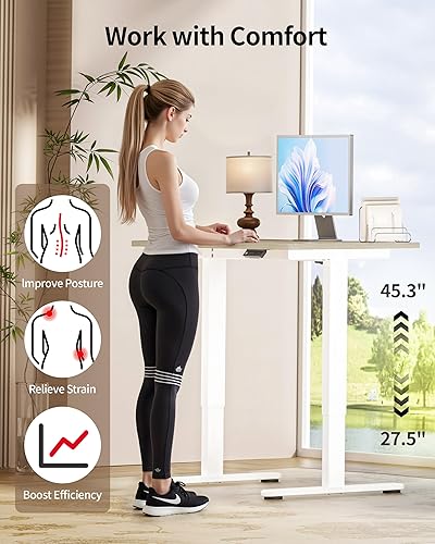 Miniatura 114 de Okin Escritorio eléctrico pequeño de pie, 40 x 24 pulgadas, altura ajustable, color negro, estación de trabajo para oficina en casa Negro