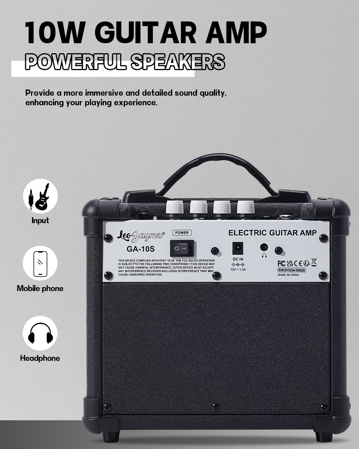 Amazon.com: Leo Jaymz 10W Electric Guitar Amplifier-Clean and