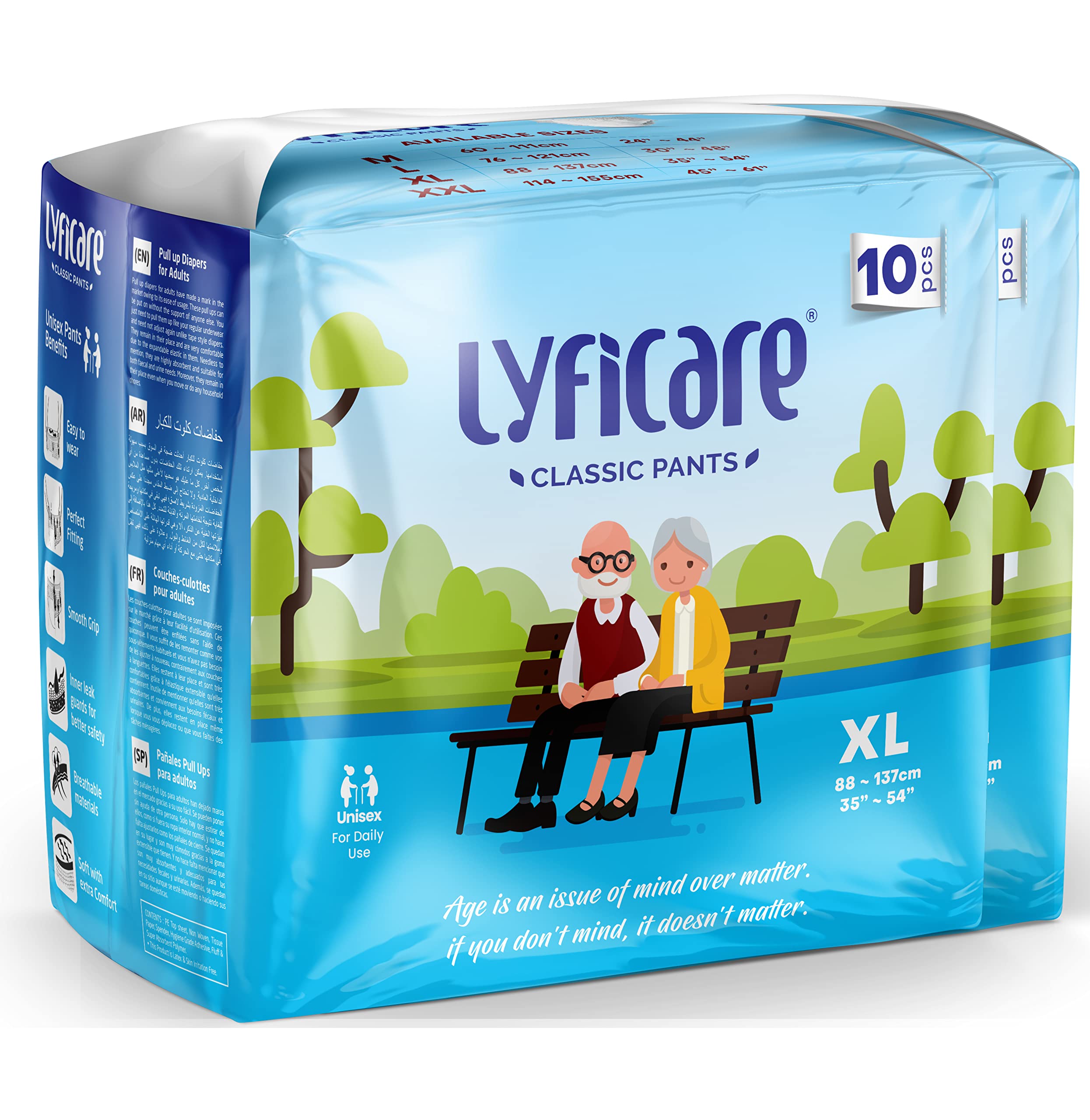 Lyficare Classic Adult Diaper Extra Large Size (XL) - 20 Units (Pack of 2) | Unisex Diapers Pants | Waist (90-125 cm) | Wetness Indicator, Super absorb, 360° Protection & 0% Leakage | For Men & Women-image-14