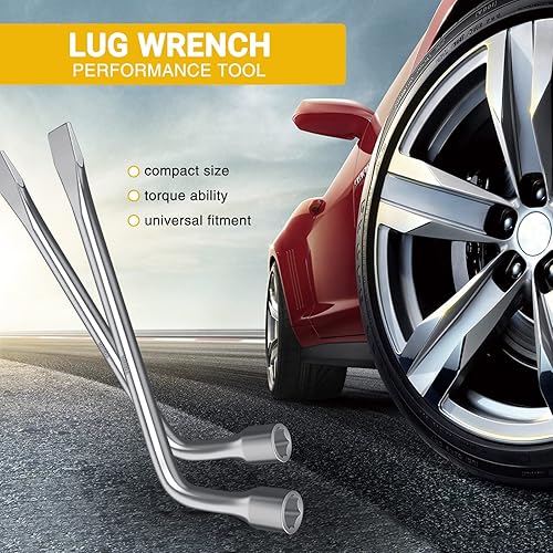 Miniatura 3 de AICARS Llave de llanta tipo L con herramienta de reparación de zócalo de extremo ranurado hexagonal de 0.748 in