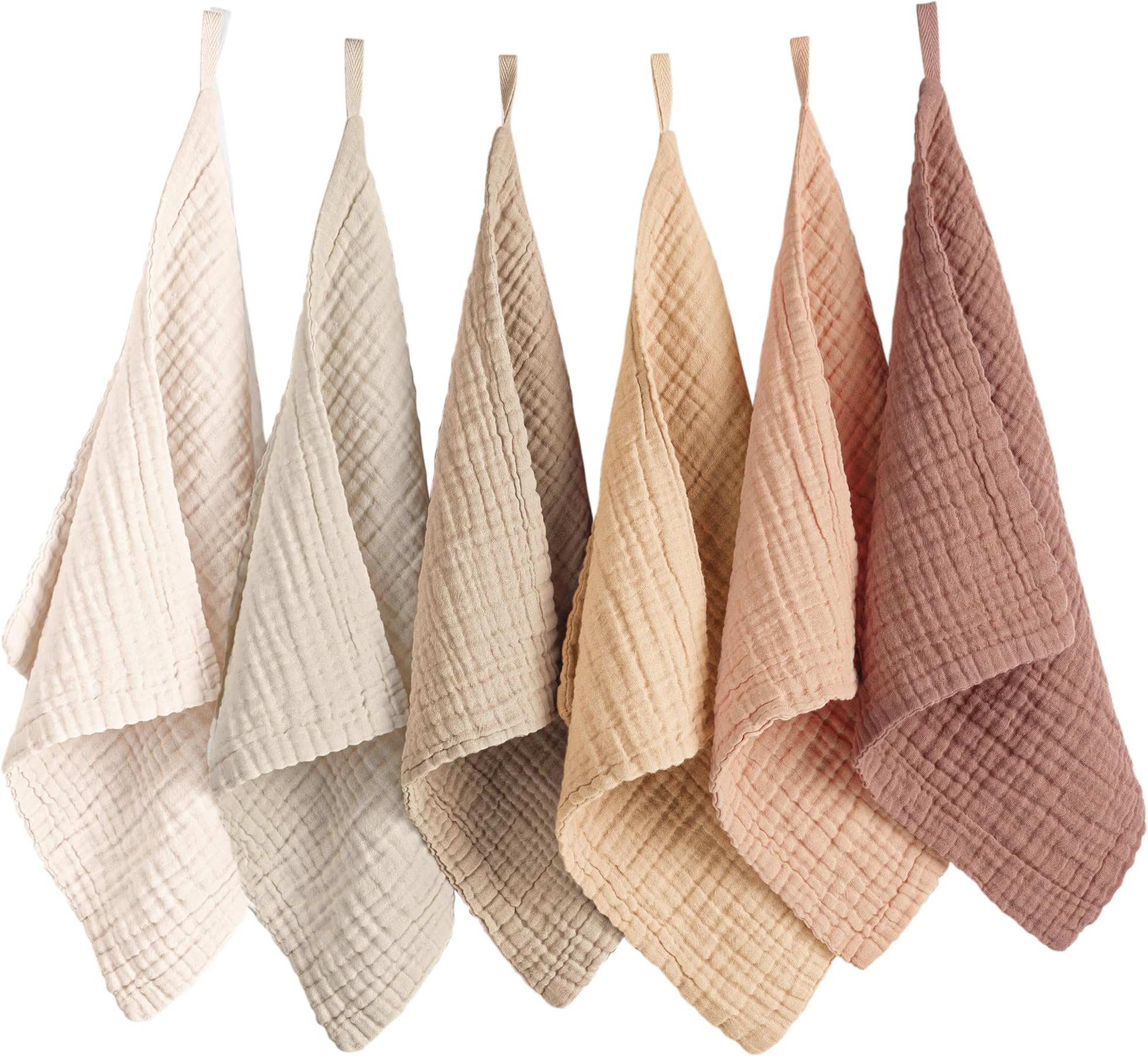 Konssy 6 Pack Face Cloths, Soft Wash Cloth for Washing Face, Cotton Face Towels for Sensitive Skin Women Facial Makeup Remover Reusable Absorbent Washcloths （11 x 11 Inch）