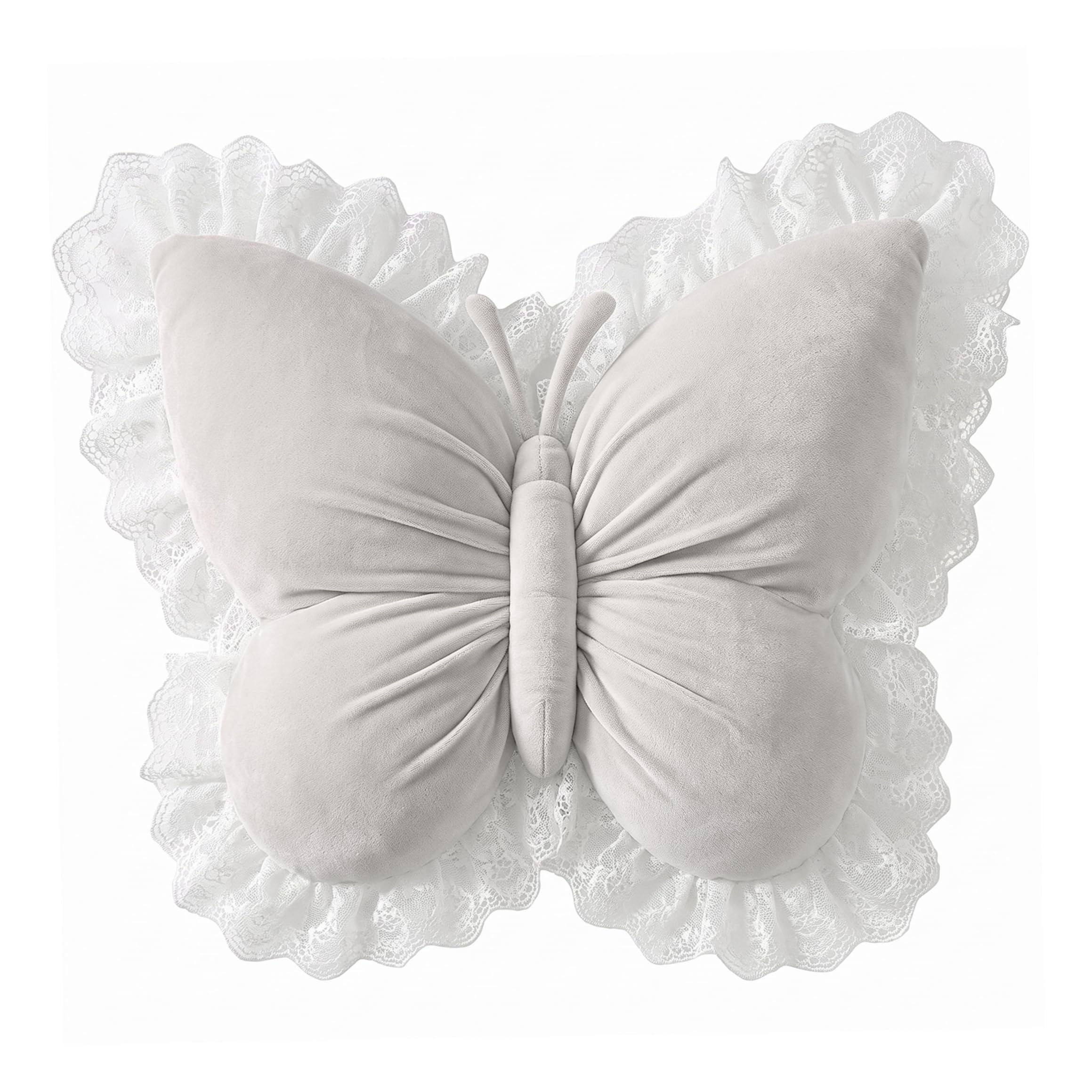 Syglawnd Butterfly Throw Pillow, Decorative Lumbar Pillow For Bed, Lace Trimmed Cushion For Bedroom & Car - White, Decorative Pillows For Bedroom