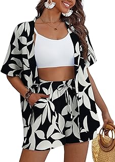 REDHOTYPE Women's 2 Piece Hawaiian Beach Set with Shorts & Pockets