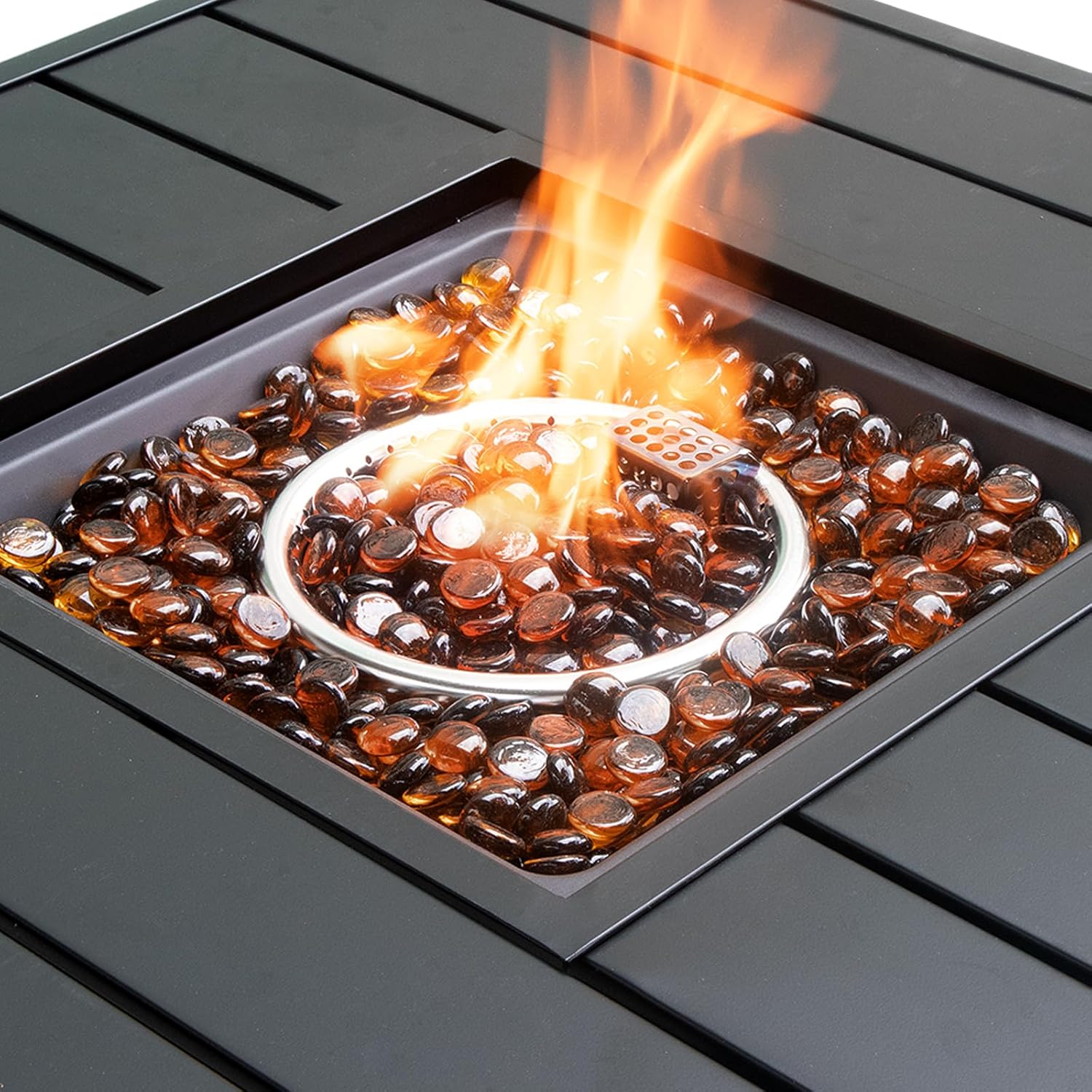 3/4 Inch Fire Glass Beads - 10 Pounds, Reflective Decorative Tempered Rocks for Propane Gas and Natural Fireplaces, Perfect for Indoor and Outdoor Fire - Pits -Amber