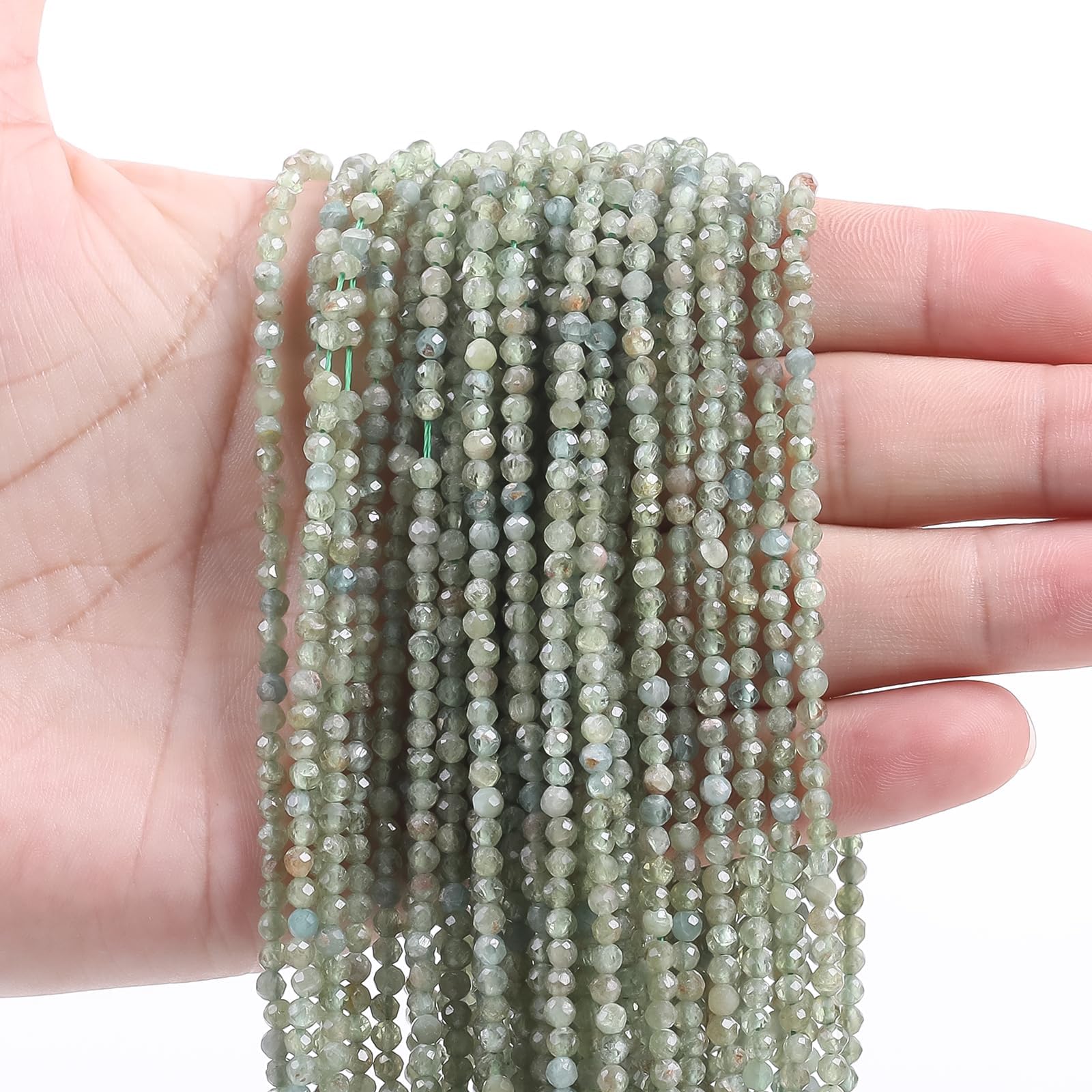 FONNEYFONNEY 3mm Faceted Natural Stone Beads for Jewelry Making AAA Quality Gemstone Beads Mix Green Appetite Beads 120pcs Micro Laser Cut Round Loose Beads Charms for DIY Jewelry 16.5''Healing Stone Beads