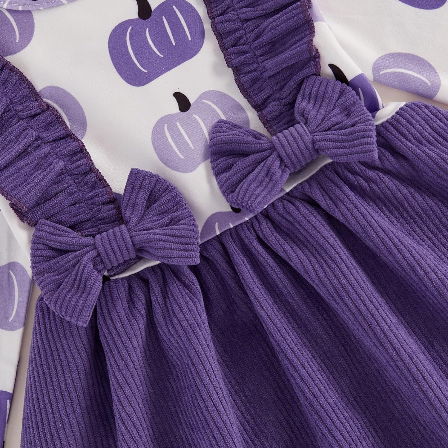 My First Halloween Baby Girl Outfit Newborn Pumpkin Pie Romper Skirt Happy Thanksgiving Fall Clothes with Headband - Image 3