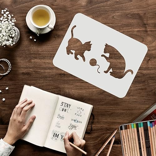 Miniatura 3 de FINGERINSPIRE 4 plantillas de mariposa de gato de 11.7 x 8.3 pulgadas, tamaño A4, plantilla de vinilo grande reutilizable para pintar sobre tela de