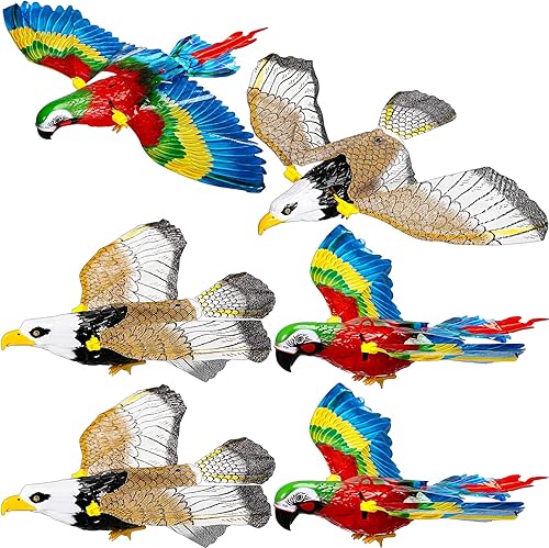 Honoson 6 piezas de juguete de pájaro volador para gatos de interior, juguete automático colgante de águila voladora para gatos, juguete volador