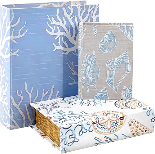 Jolitac Cajas decorativas de madera para libros, paquete de 3, cajas de almacenamiento secretas de estilo vintage, contenedores de almacenamiento de