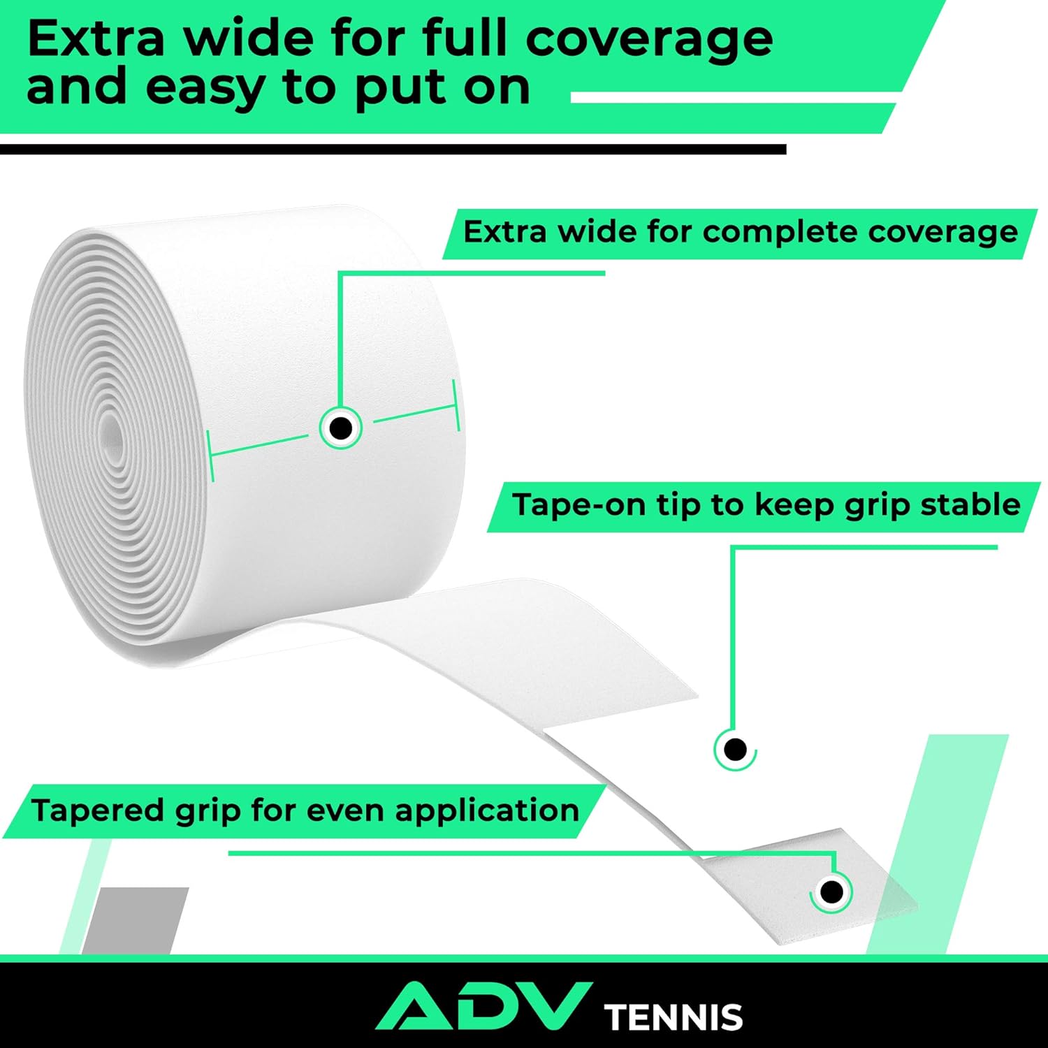 ADV Tennis Dry Overgrip - 12 or 30 Pack - Ultra Absorbent Grip Tape with Exclusive FeltTac Material for High Velvety Comfort - Pro Tested & Designed : Sports & Outdoors