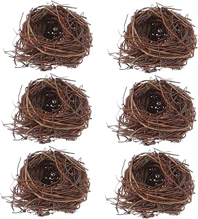 6pcs Woven Bird Nest Miniatures for DIY Garden Decor Rattan