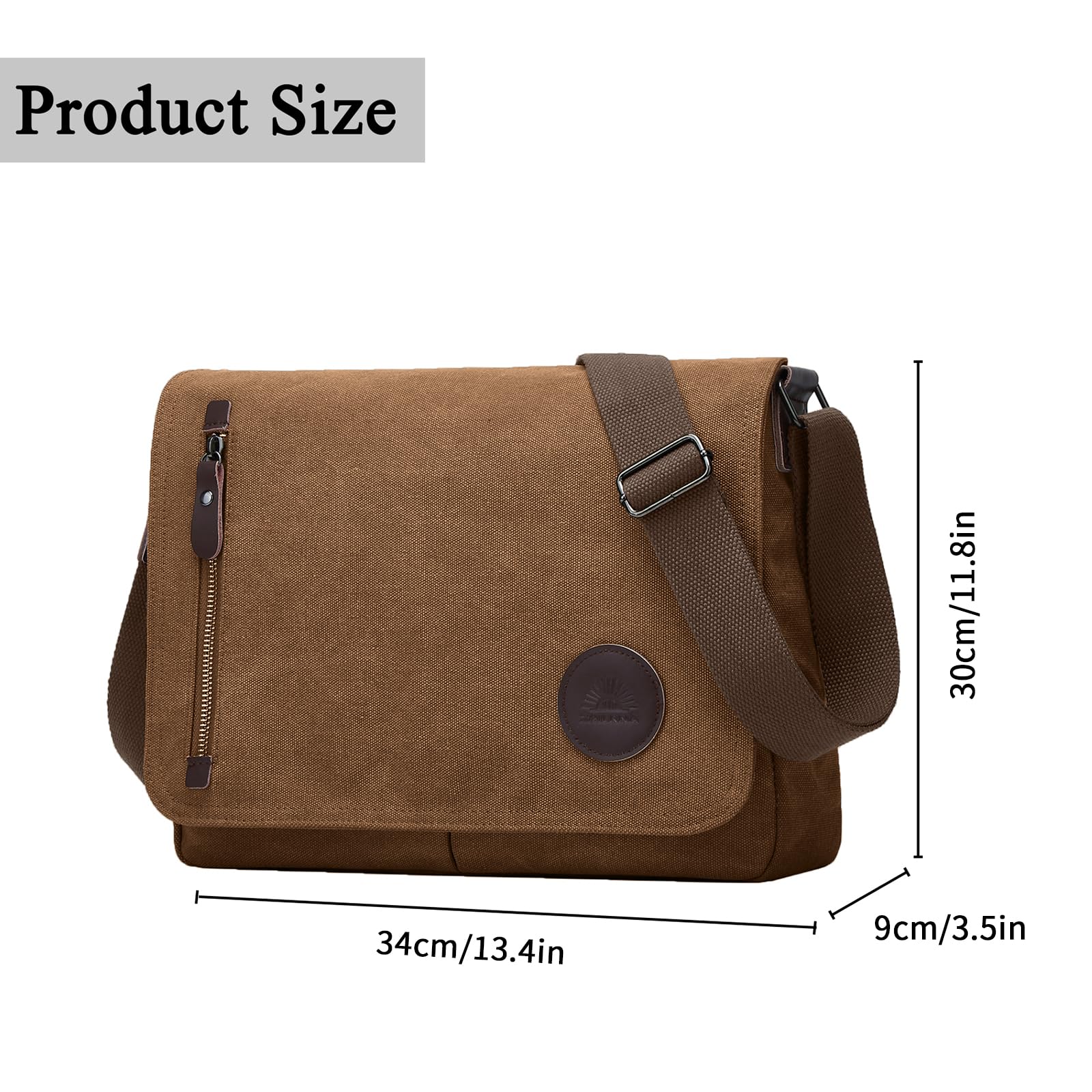 ZHIERNA Umhängetasche Herren für Herren und Damen, Canvas Messenger Bag, Vintage schultertasche für 13,3-Zoll-Laptops, Geeignet für Arbeit und Reisen