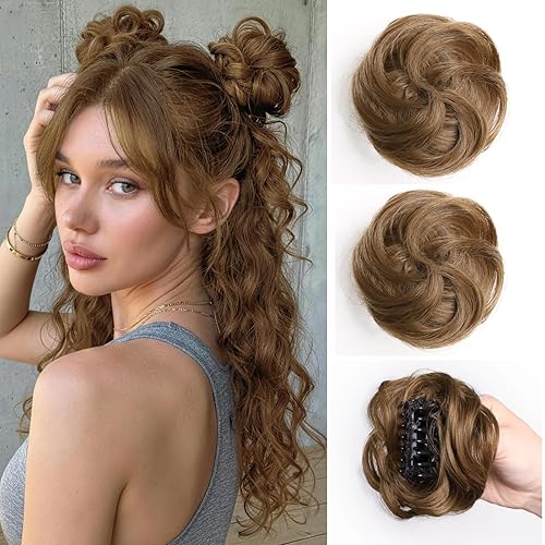2 Pack Messy Space Buns Hair Piece for Women, Mini