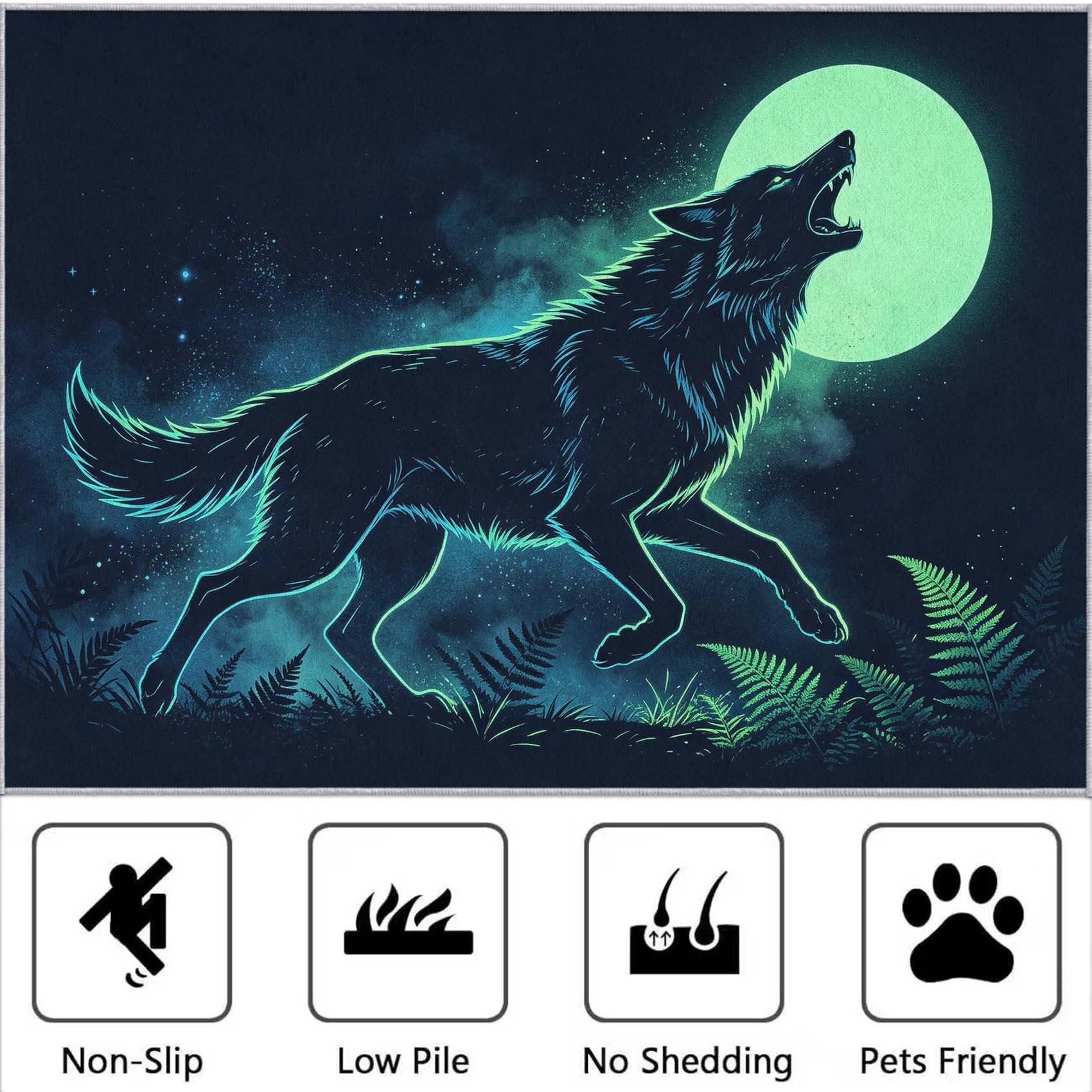 Tapis de Salon Loup 3D, 120x170 cm, Doux Poils Courts