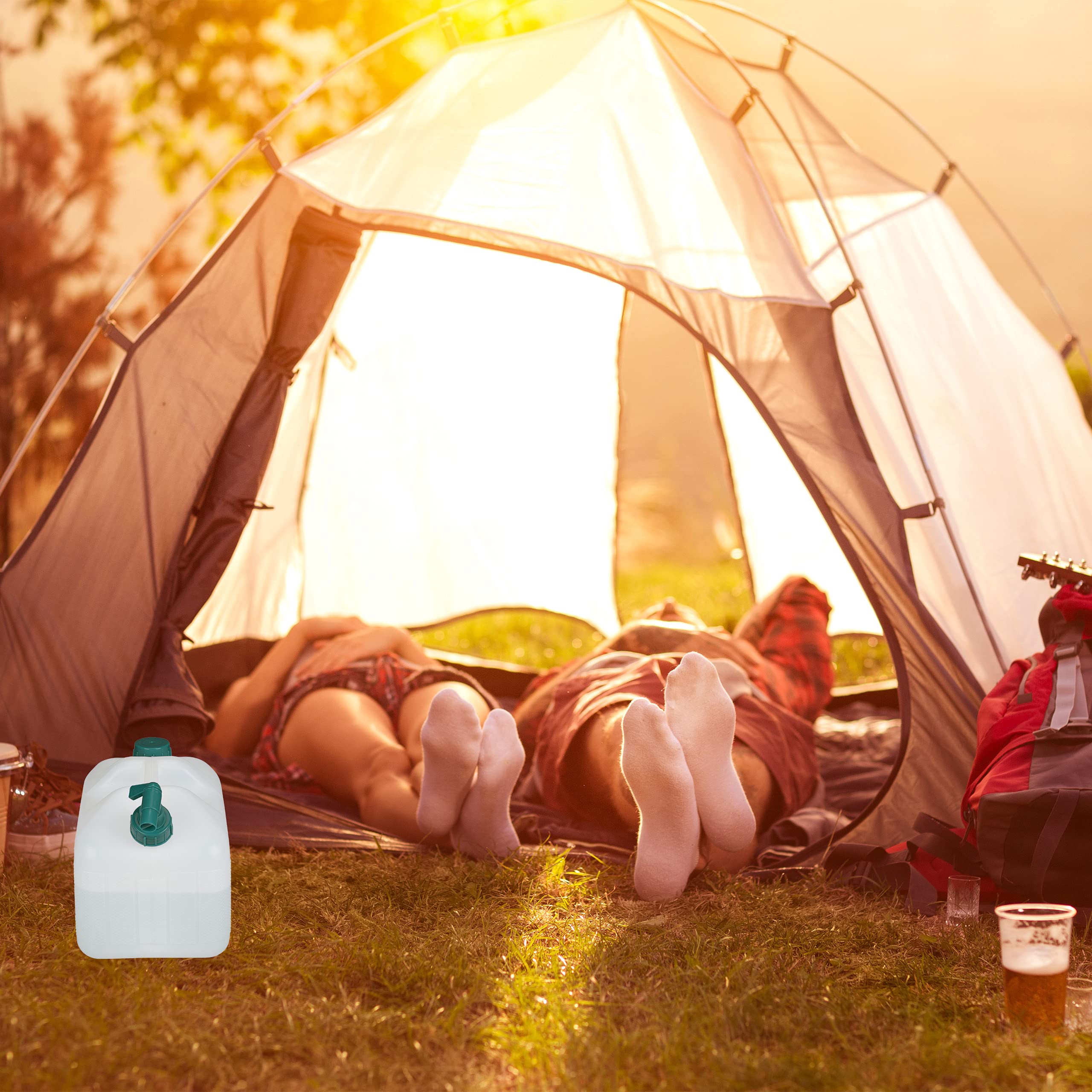 Relaxdays Kanister na wodę z kranem, 20 litrów, tworzywo sztuczne, bez BPA, pokrywka z szeroką szyjką, uchwyt, kanister kempingowy, biały/zielony