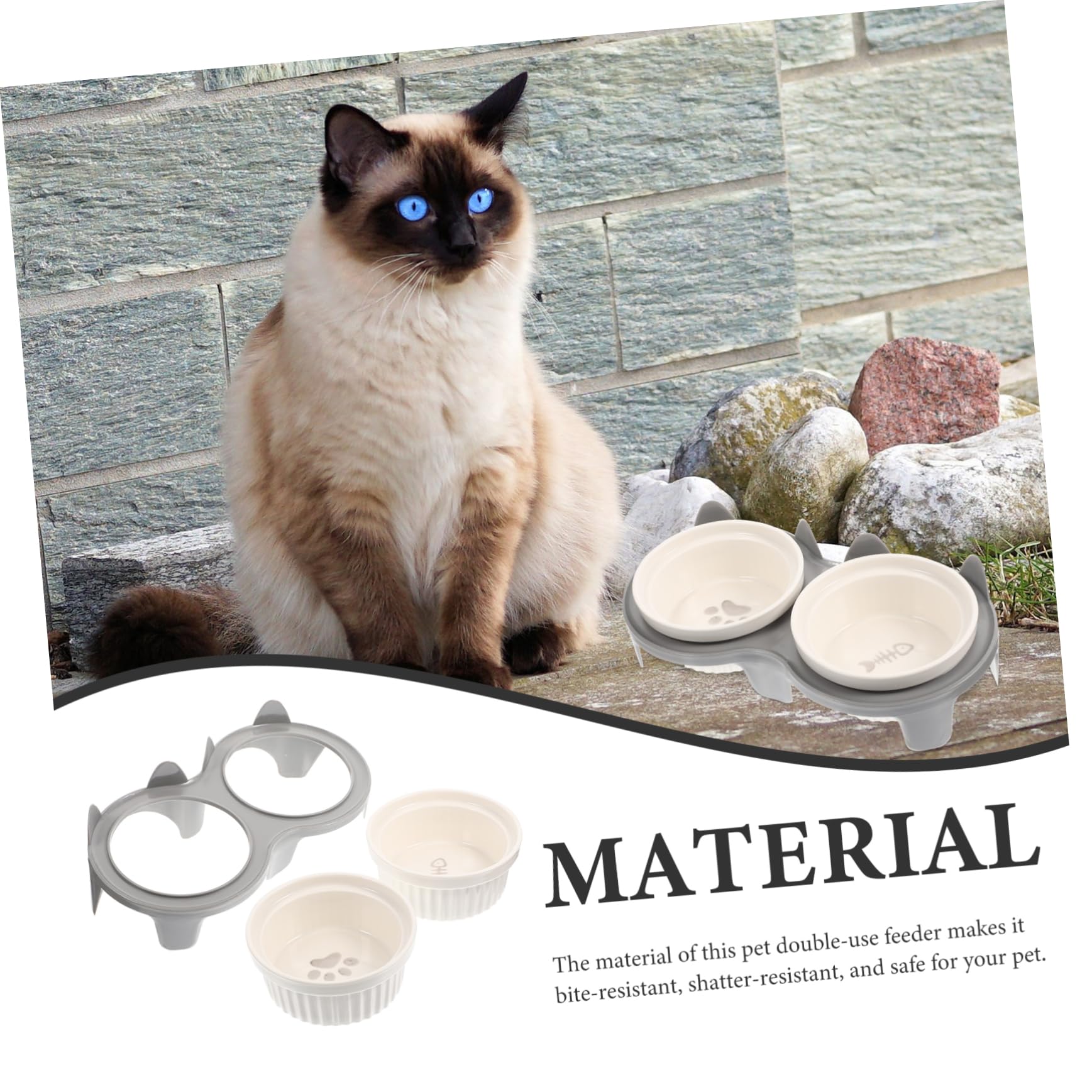 Kisangel Erhöhter Katzennapf rutschfest und bissfest mit Schrägem Design aus Keramik zum Schutz der Nacken Gesundheit für Katzen und Hunde im Haushalt