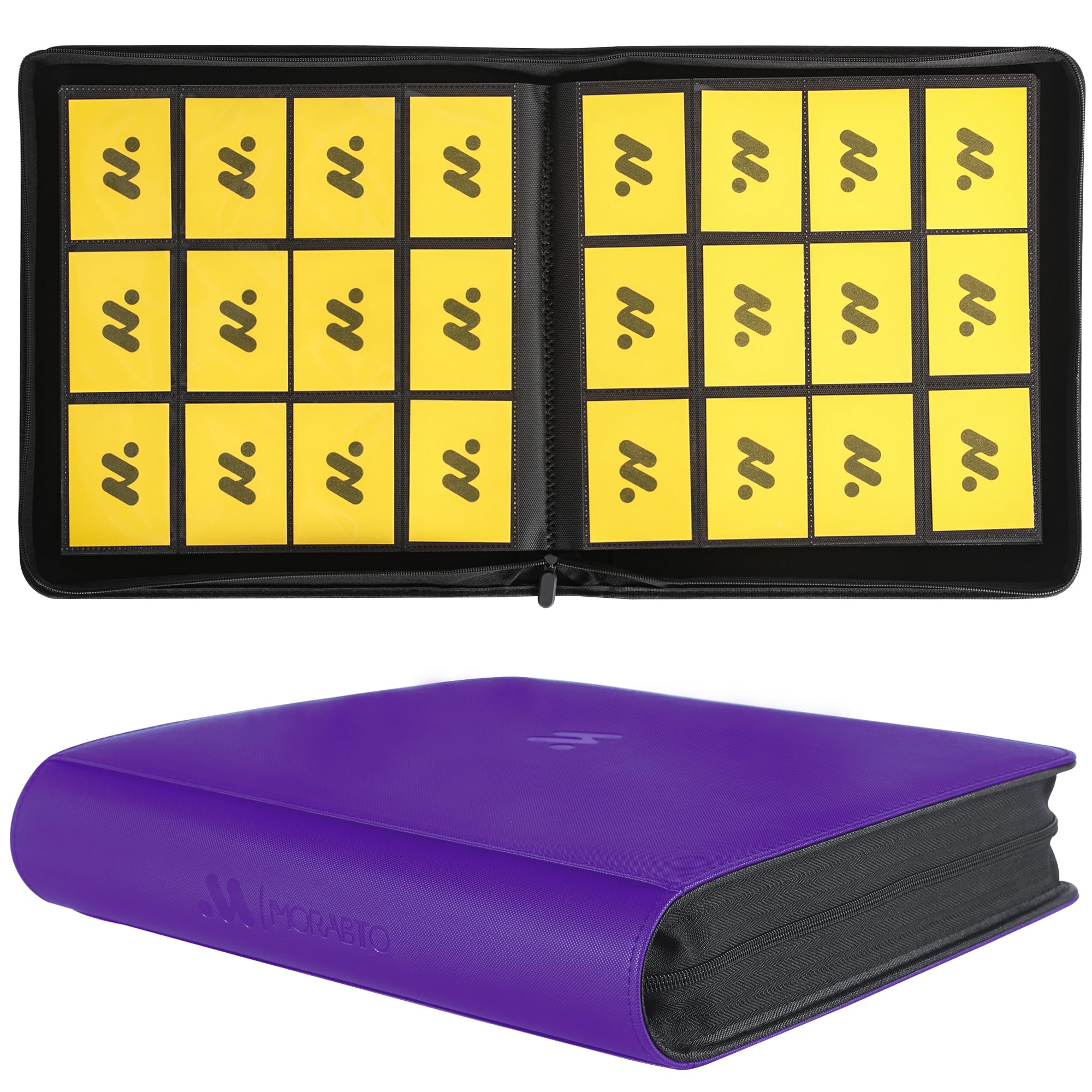 MORABTO Card Binder 12 Pocket,Trading Card Binder Holds up to 1200 Cards with 50 Sleeves,Zipper Card Holder Album Compatible with TCG Card/Game Cards/Sports Card