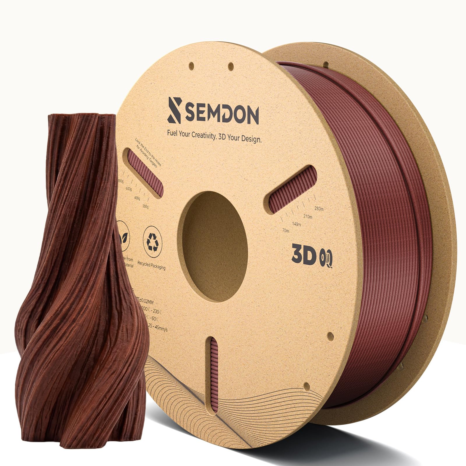 Wood 3D Printer Filament, Mahogany Wood PLA Filament 1.75mm+/-0.02mm