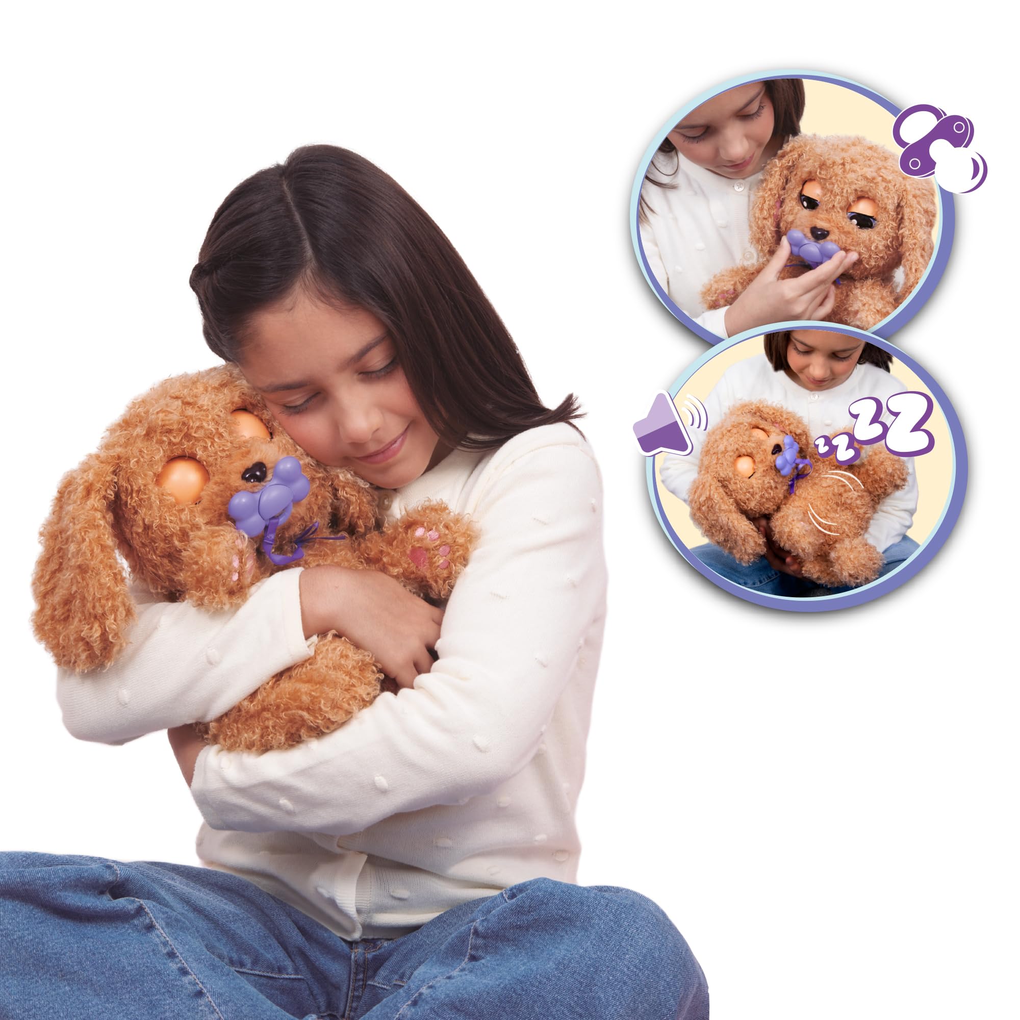 Baby Paws Labradoodle, Peluche Interactivo, Perrito Que Responde a Tus Estímulos con Muchas Funciones E Incluye una Bolsa para Llevarlo Contigo, Niños y Niñas de 4 Años o Más