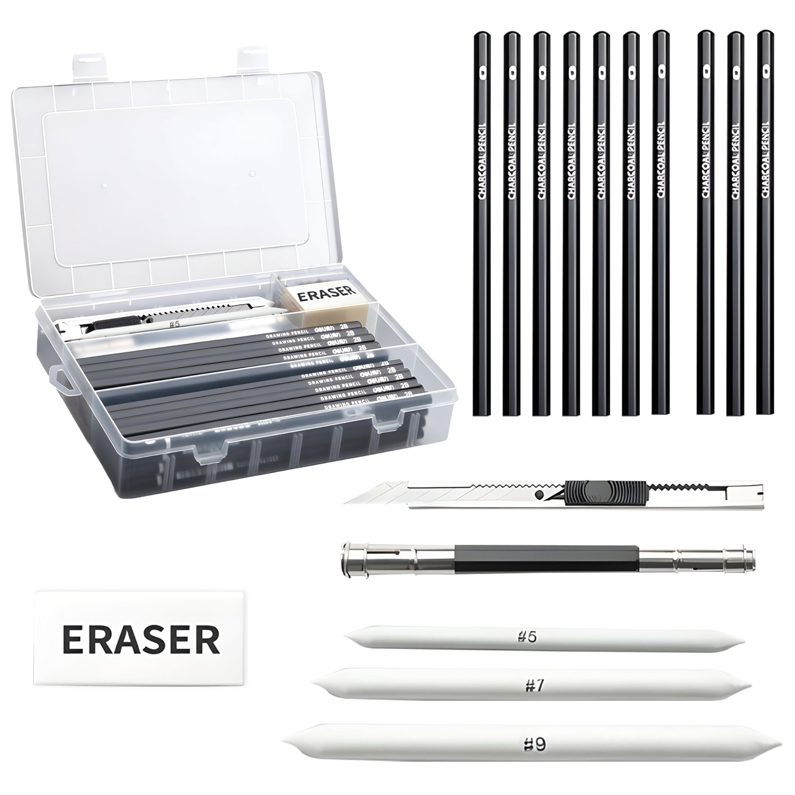 Sketch Pencil Set of 27 Pieces - Drawing Pencil Set and Shading Pencil Set for Artists, Perfect Sketching Kit of Charcol Pencil and Shading Art with Carry Box (MFP1227)