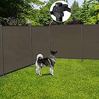 Vista 5 de TANG Valla de privacidad para exteriores de 5 x 12 pies, pantalla de malla independiente con postes de hierro estacados, divisor temporal de patio