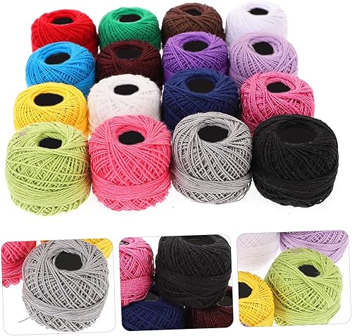 Miniatura 8 de 16 rollos de hilo de ganchillo de hilo de algodón, hilo de bordado, color arco iris, hilo de punto de cruz, suministros de costura para hacer el