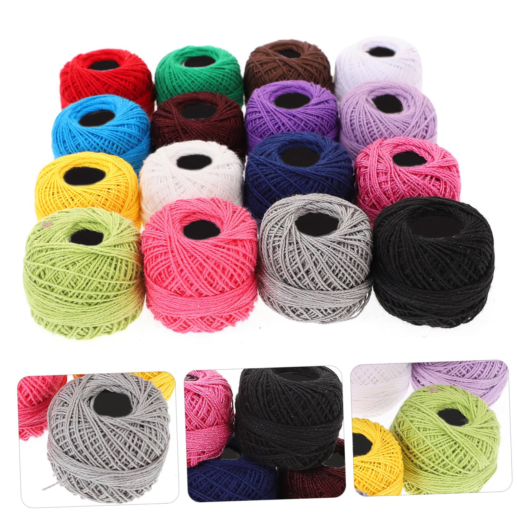 Exceart Häkelgarn, Baumwollgarn, Stickgarn, Regenbogenfarben, Kreuzstichgarn, Bastelarbeiten, Nähzubehör für Zuhause, Geschenkherstellung, 16 Rollen